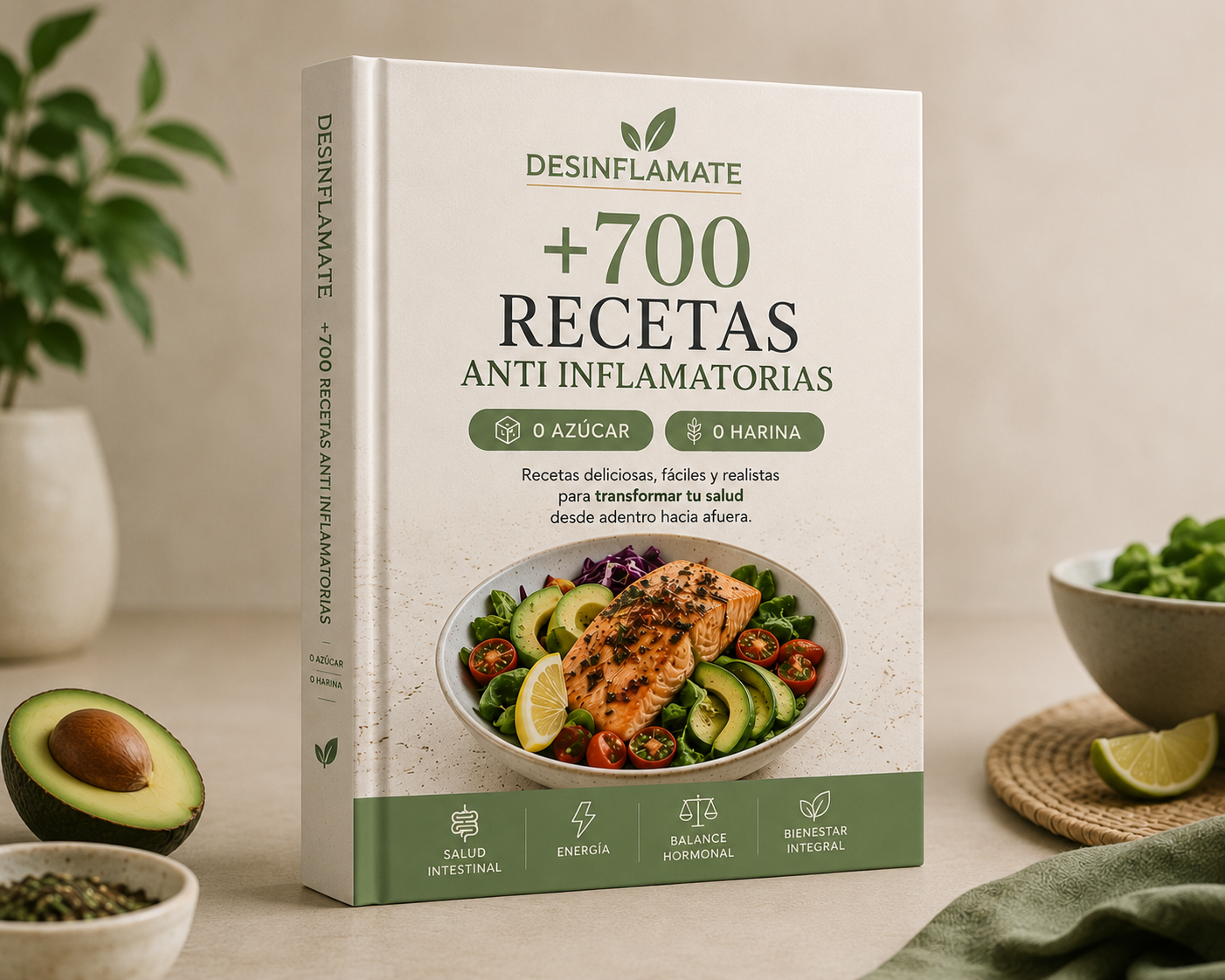 Desinflamate: +700 Recetas Antiinflamatorias para Reducir la Inflamación, Comer Rico y Olvidarte del Azúcar y las Harinas